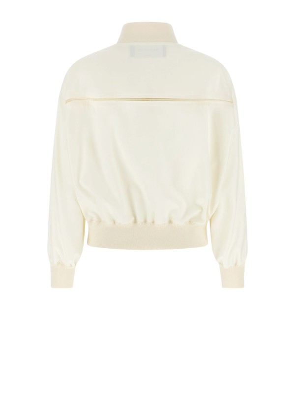 Fabiana Filippi Women's White Bomber Jacket with Lace Insert