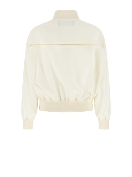 Fabiana Filippi Women's White Bomber Jacket with Lace Insert