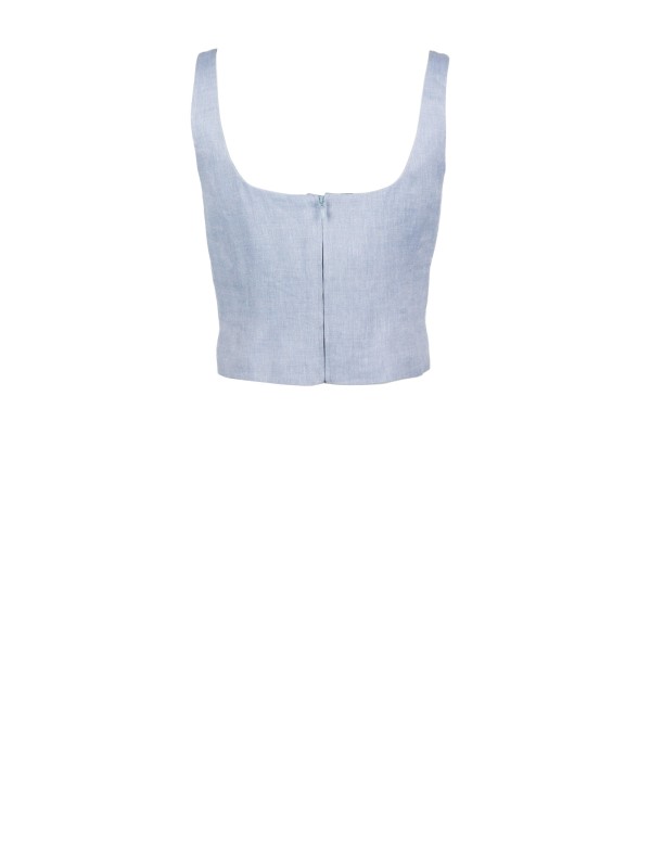 Emme Marella Women's Blue Jersey Top with Crystal Details