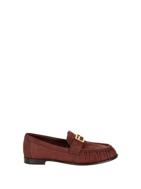 Fendi Brown Lambskin Moccasins with Metal Detail