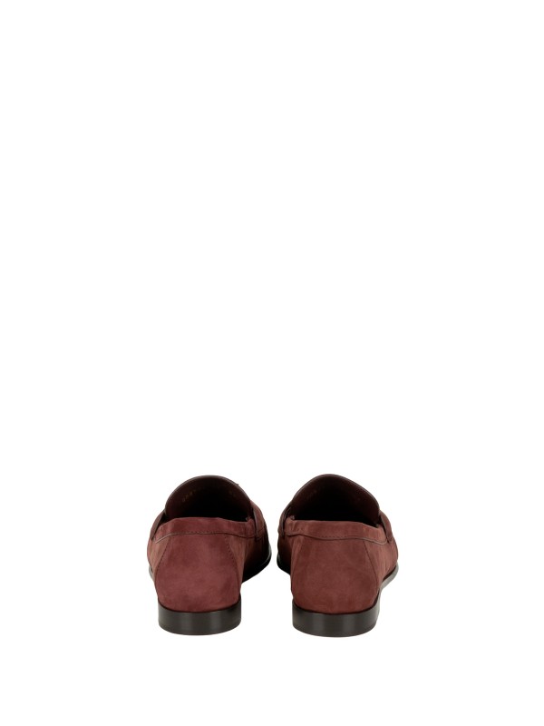 Fendi Brown Lambskin Moccasins with Metal Detail