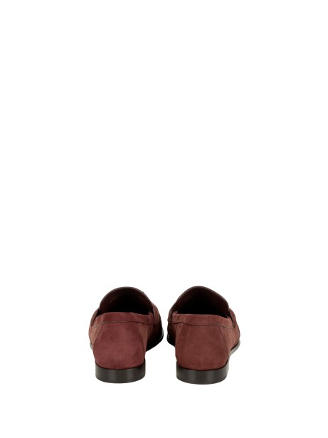 Fendi Brown Lambskin Moccasins with Metal Detail