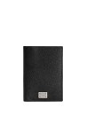 Dolce & Gabbana Black Calfskin Passport Holder with Logo Tag