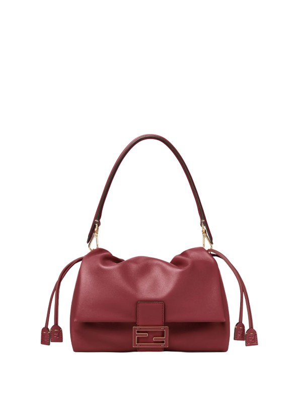 Borsa Mamma Baguette Medium in Pelle Nappa Bordeaux
