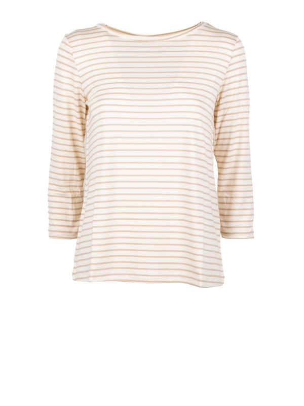 T-shirt Marinière in Jersey Stretch con Maniche a Tre Quarti