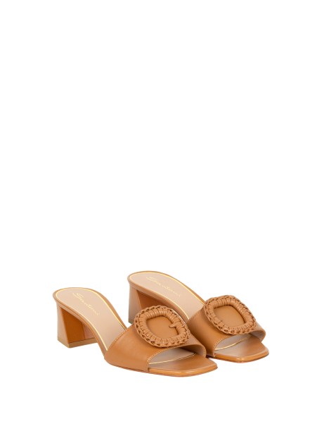 Sandali Santoni con Tacco Alto e Fibbia Decorativa