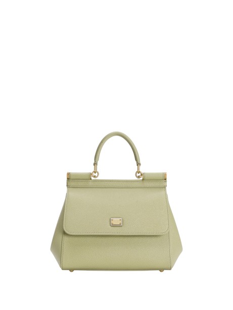 Dolce & Gabbana Sicily Small Green Leather Top-Handle Bag