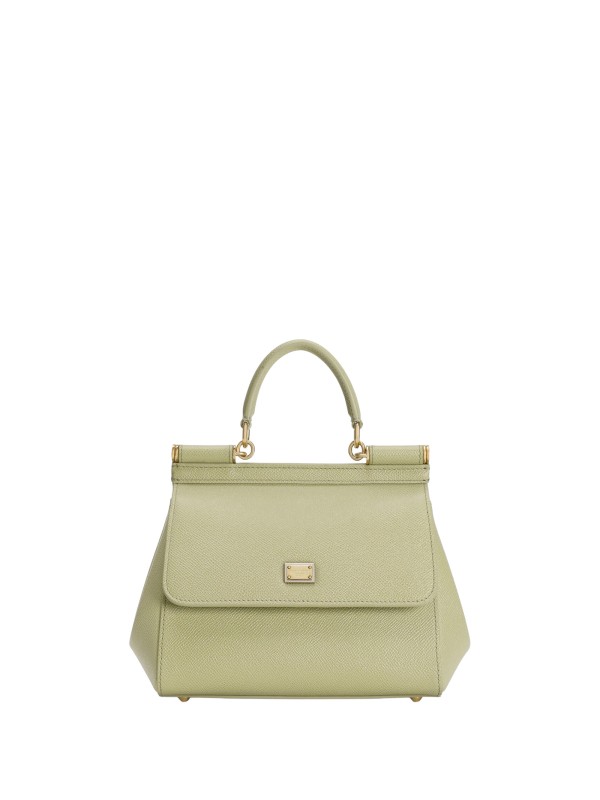 Dolce & Gabbana Sicily Small Green Leather Top-Handle Bag