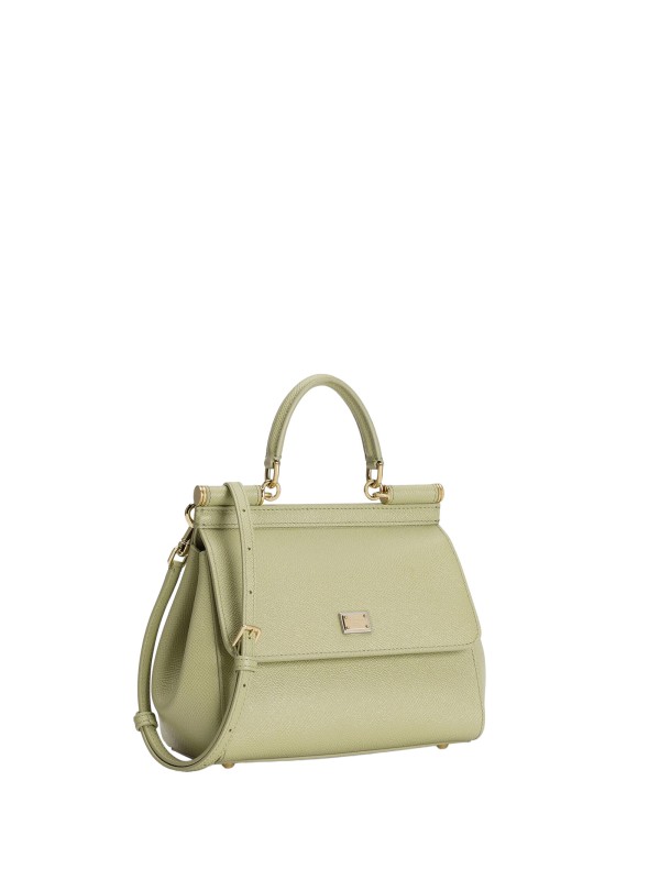 Dolce & Gabbana Sicily Small Green Leather Top-Handle Bag