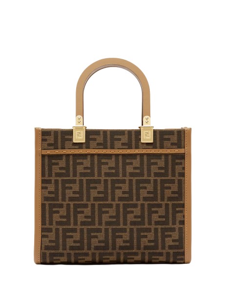 Fendi Sunshine Small Brown FF Jacquard Fabric Bag