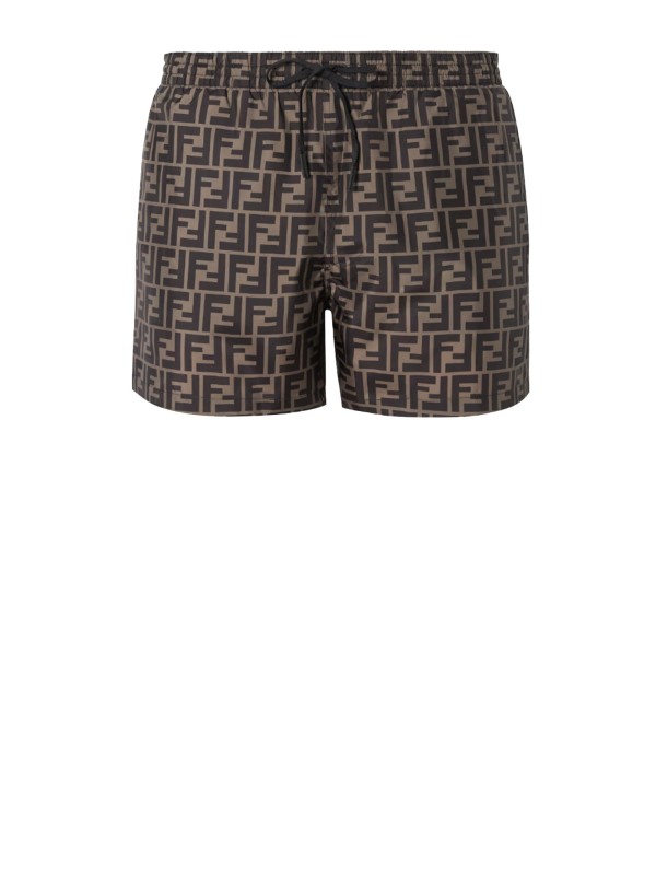 Fendi Brown FF Motif Swim Shorts