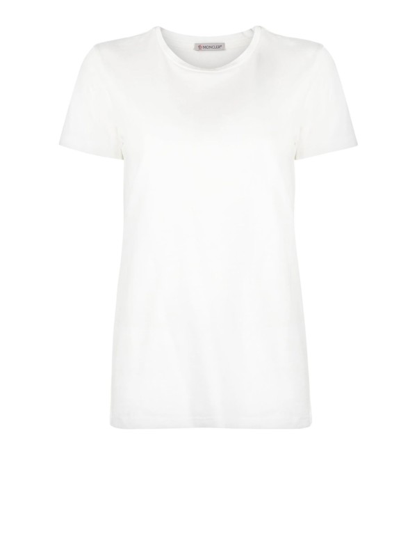 Moncler Women's White Crew-Neck Cotton T-Shirt