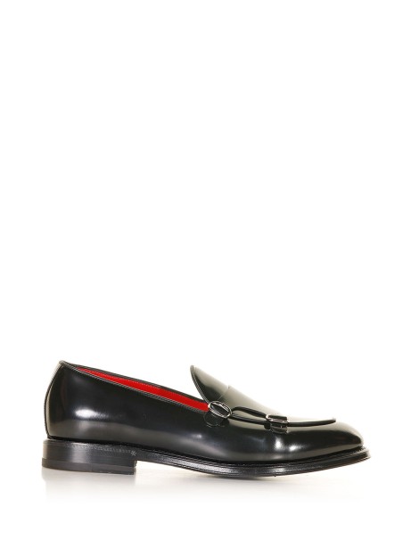 Leather loafer with double buckle