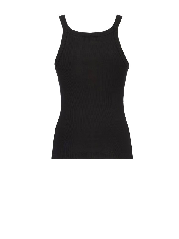 Fendi Black Ribbed Cotton Tank Top