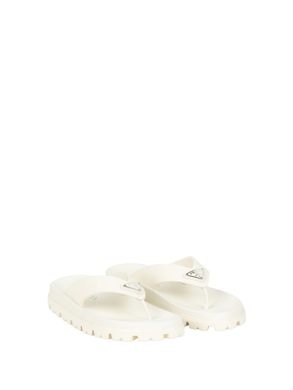 Prada White Rubber Flip-Flops