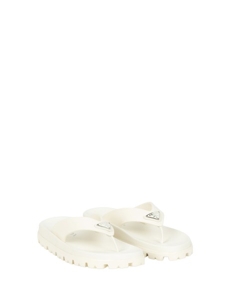 Prada White Rubber Flip-Flops