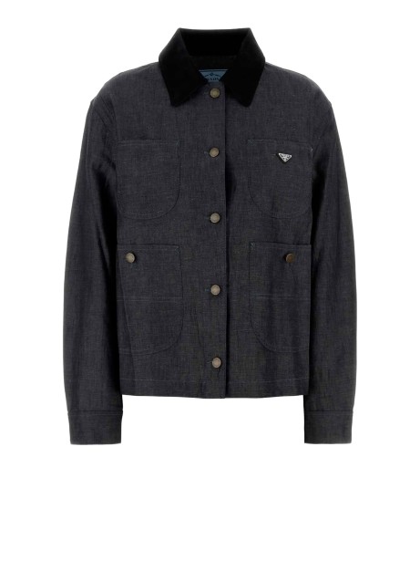 Prada Black Patch Pocket Collar Jacket