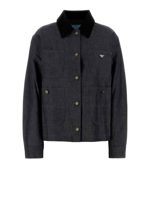 Prada Black Patch Pocket Collar Jacket