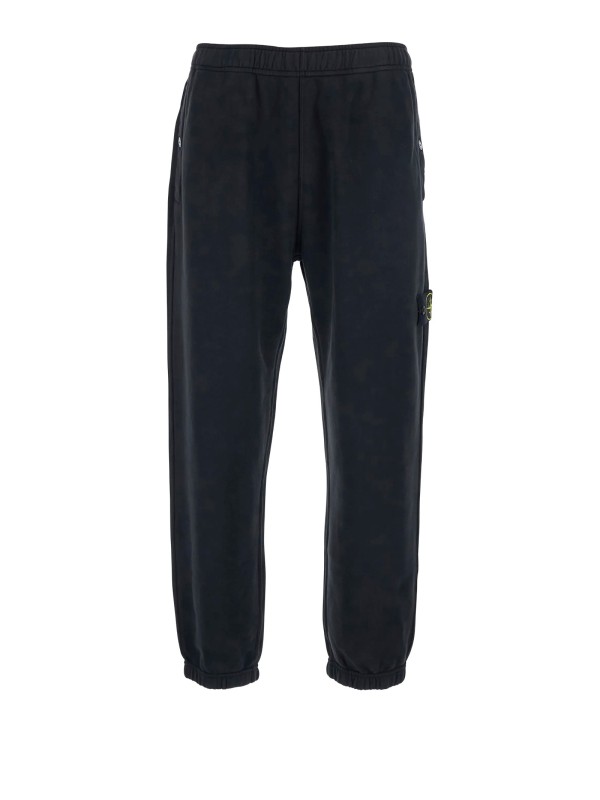 Pantalone Jogger in Felpa di Cotone Nero di Stone Island