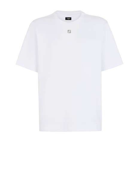 Fendi White Cotton T-Shirt with FF Applique