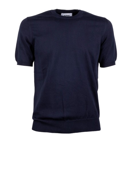 Alpha Studio Night Blue Short-Sleeve Cotton T-Shirt