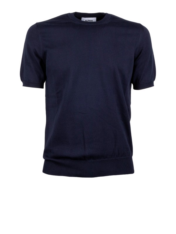 Alpha Studio Night Blue Short-Sleeve Cotton T-Shirt