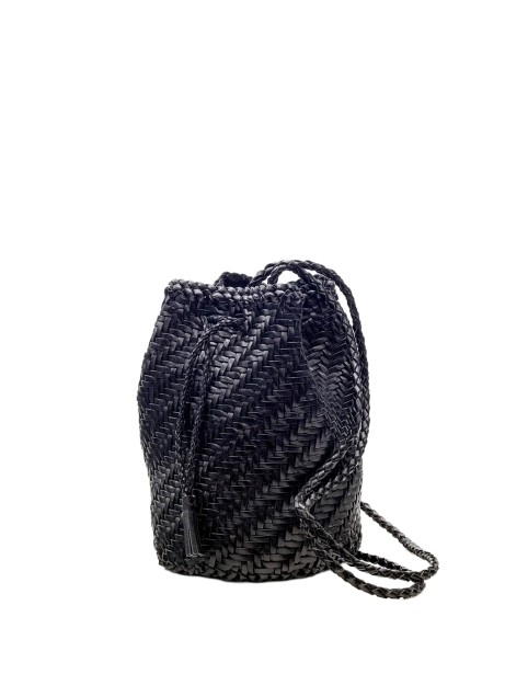 Borsa a tracolla PomPom Double Jump in pelle marrone di Dragon Diffusion 2