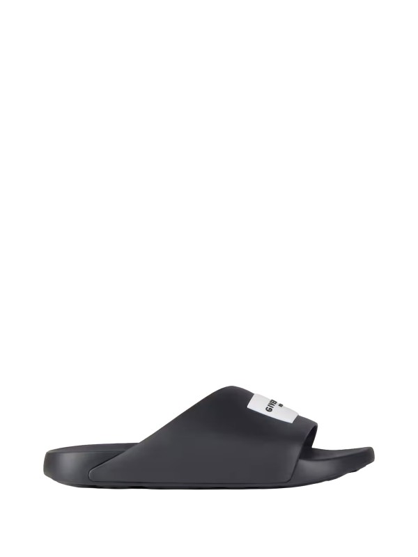 Givenchy Black Rubber Label Slide Flat Mules