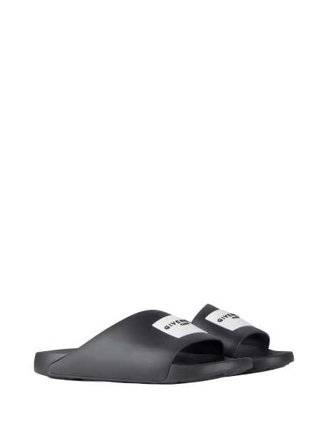 Mule piatte Label Slide in gomma nera - Givenchy 2