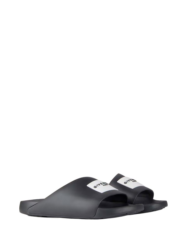 Mule piatte Label Slide in gomma nera - Givenchy
