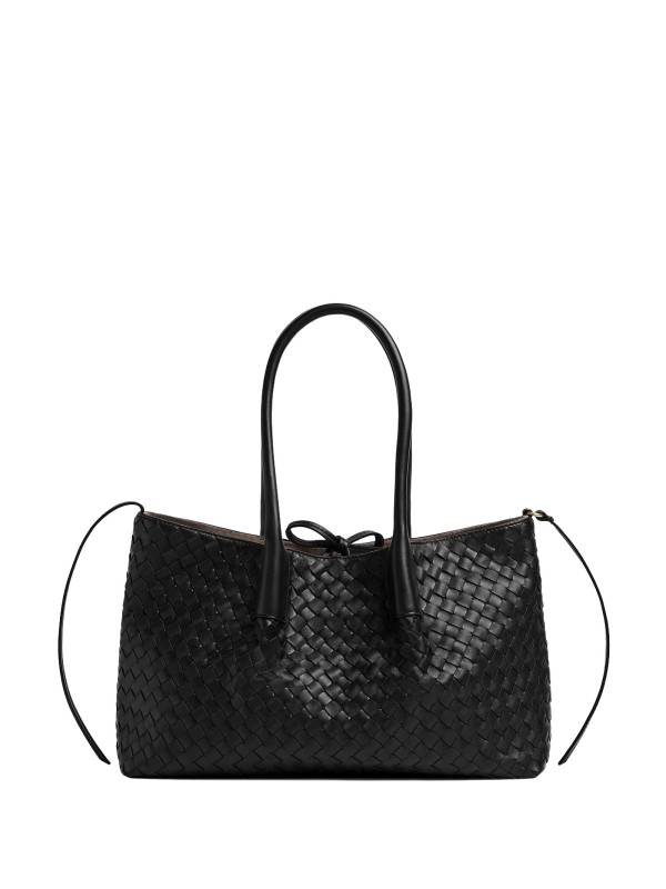 Bottega Veneta Pinacoteca Leather Tote in Black/Fondant