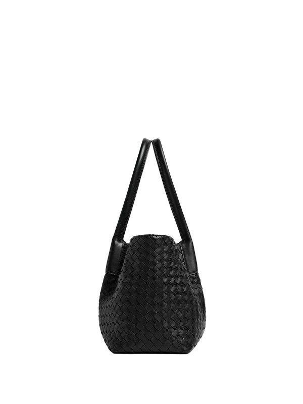 Borsa a mano Pinacoteca in pelle nera di Bottega Veneta