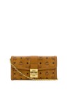 Portafoglio MCM Tracy con Catena in Visetos Cognac