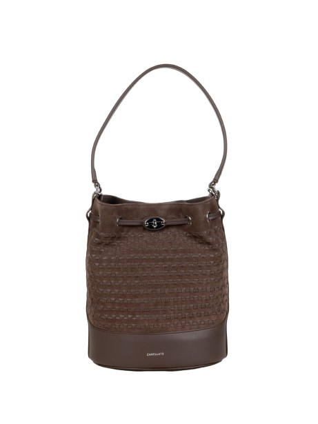 Zanellato Monda' Musiva Small Leather Shoulder Bag in Moro