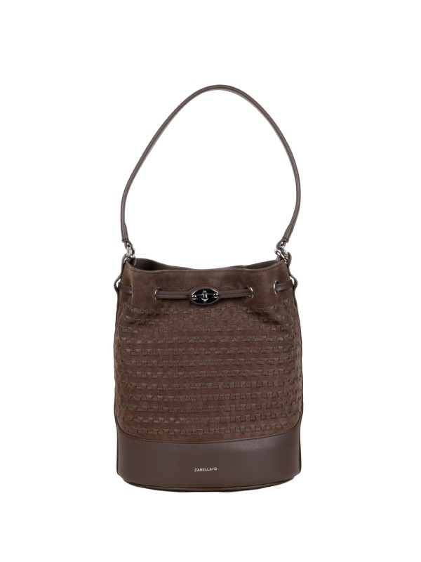 Zanellato Monda' Musiva Small Leather Shoulder Bag in Moro