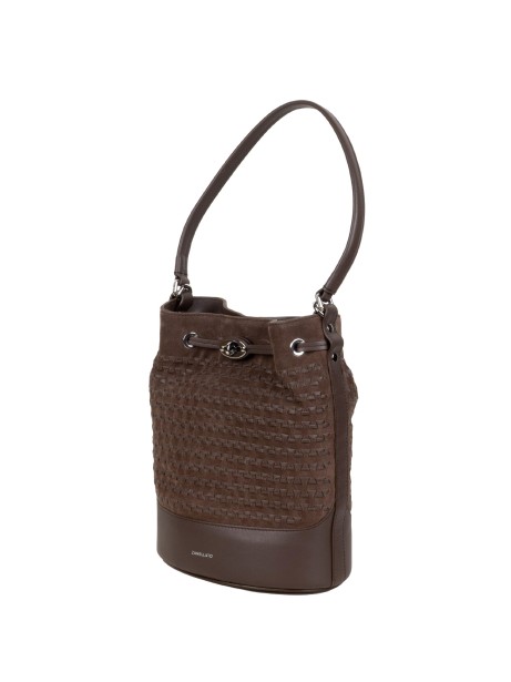 Zanellato Monda' Musiva Small Leather Shoulder Bag in Moro