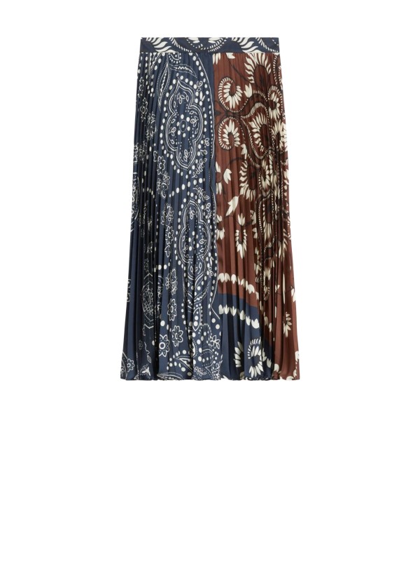 Printed Pleated Midi Skirt in Technical Twill