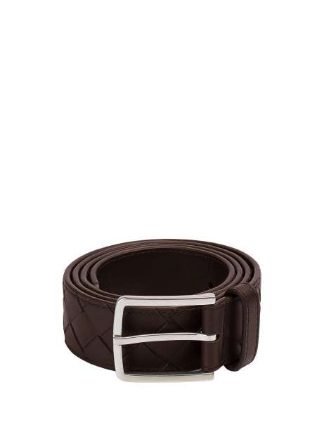 Bottega Veneta Intrecciato Leather Belt in Fondant