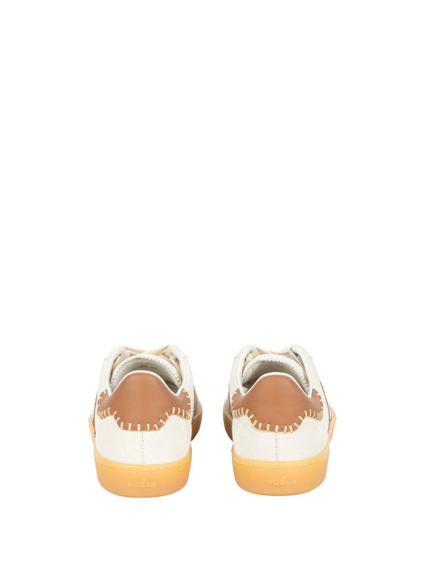 Hogan Women's White and Tan Leather Sneakers