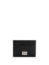 Dolce & Gabbana Black Calfskin Card Holder with Branded Plate