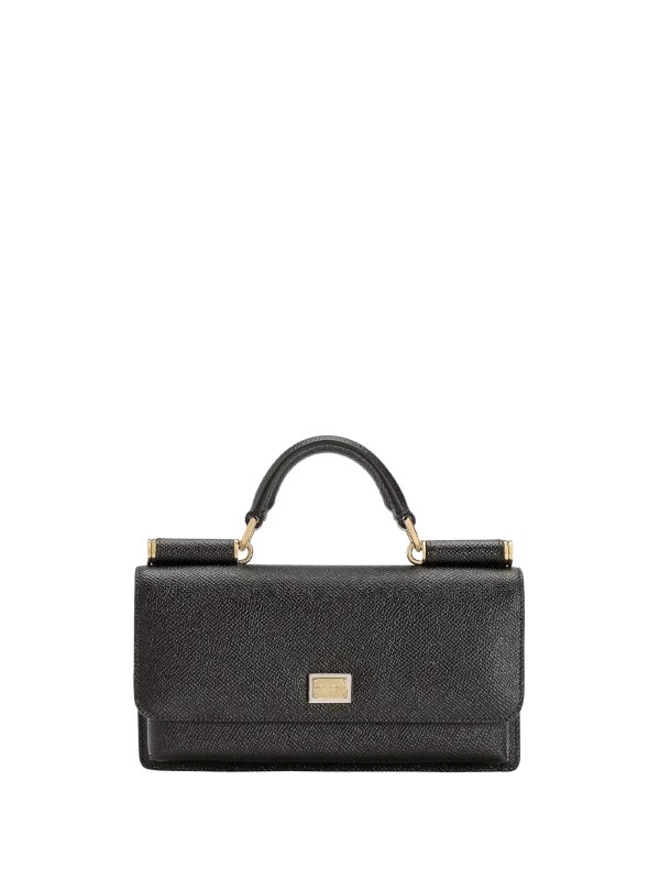 Dolce & Gabbana Black Dauphine-Print Calfskin Mini Bag