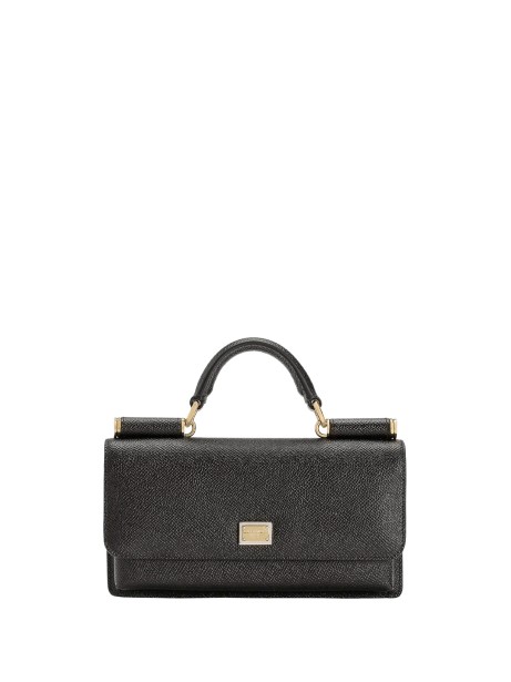 Dolce & Gabbana Black Dauphine-Print Calfskin Mini Bag