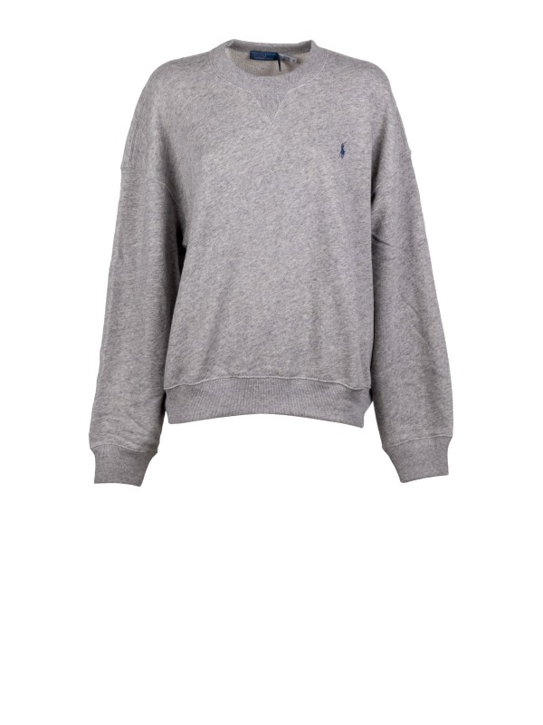 Felpa in Misto Cotone Grigio di Polo Ralph Lauren