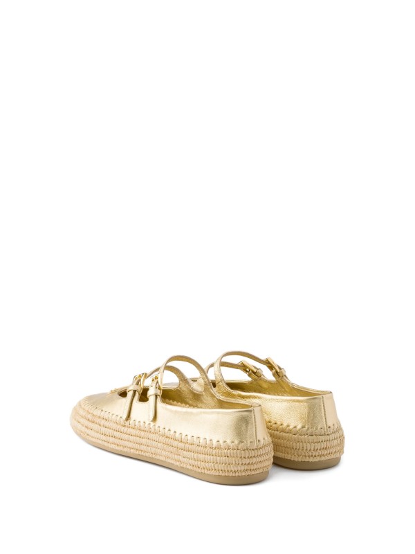 Platinum Nappa Leather Ballerinas with Bow