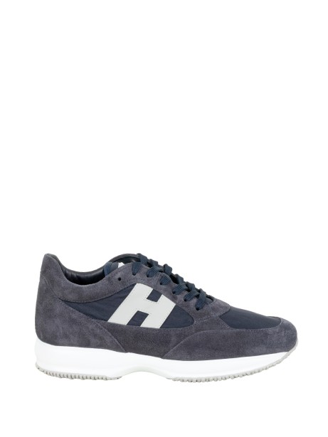Sneakers Hogan Interactive Uomo in Camoscio Blu con H Grigio Chiaro