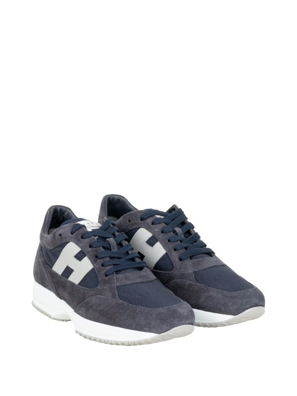 Hogan Interactive Men's Blue Suede and Fabric Sneakers