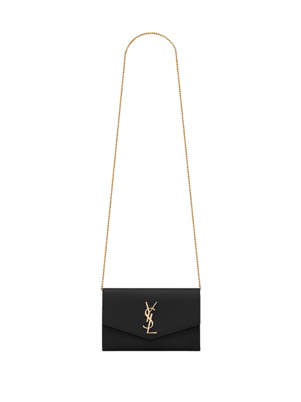 Saint Laurent Uptown Chain Wallet in Black Leather
