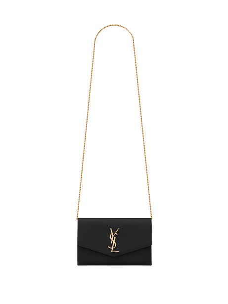 Saint Laurent Uptown Chain Wallet in Black Leather