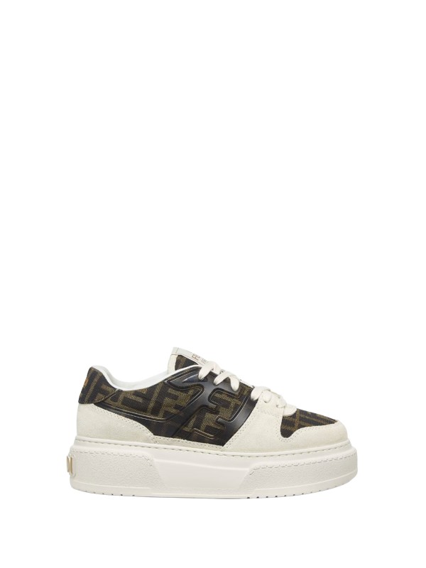 Fendi Match: Sneaker Platform in Canvas e Camoscio Bianca