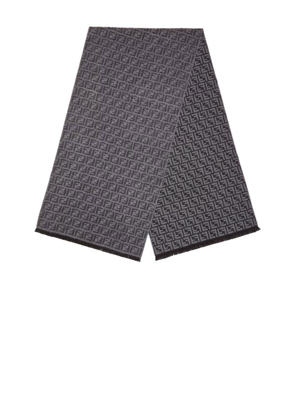 Fendi Gray FF Wool Scarf
